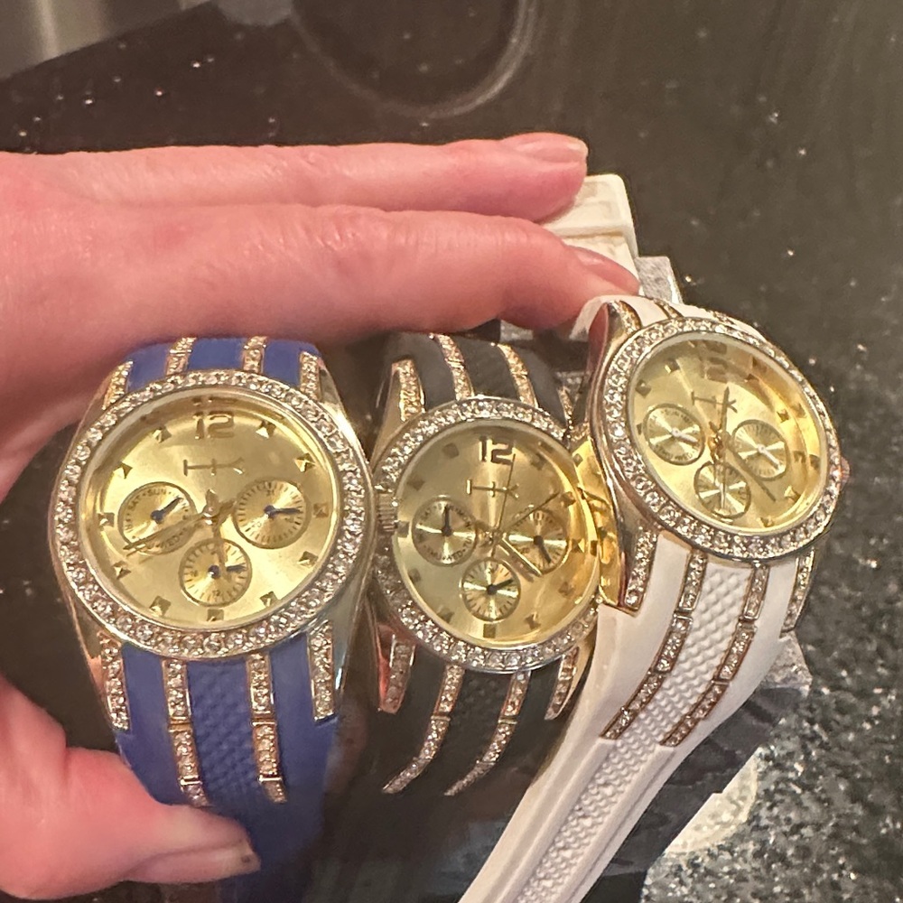 Heidi Klum Set of 3 Chronograph Watches With Crystal Accents.